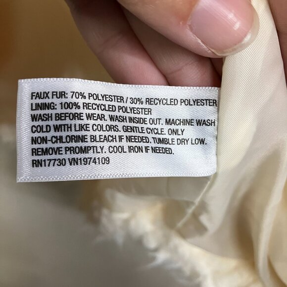 Art Class Girl's Size XL Ivory Long Faux Fur Mid Length Single-Button Lined Coat - Picture 8 of 16